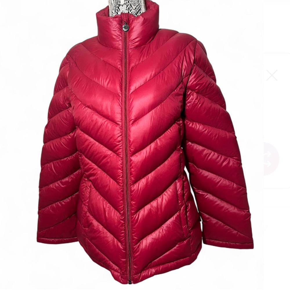 Calvin Klein Red Chevron Puffer Jacket